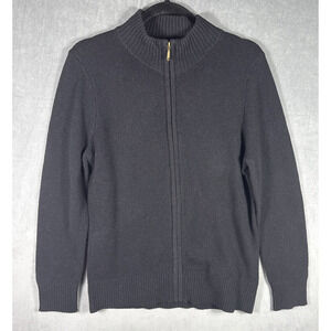 Woolovers 100% Lambswool Ladies Black‎ Cardigan Zip Up Size Small